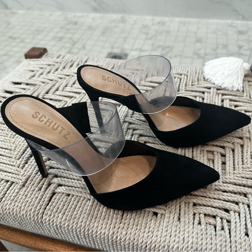 Suede Black SCHUTZ Heels Size 7